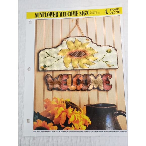 (J5) 1993 Annie's Attic Plastic Canvas Pattern Home Decor Lot of 4 - Picture 2 of 7